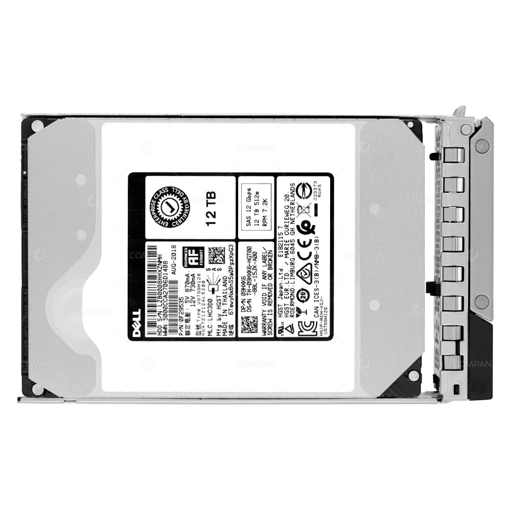 9HXK6 G14 DELL HDD 12TB 7.2K SAS 12G 3.5" LFF FOR DELL POWEREDGE R730XD